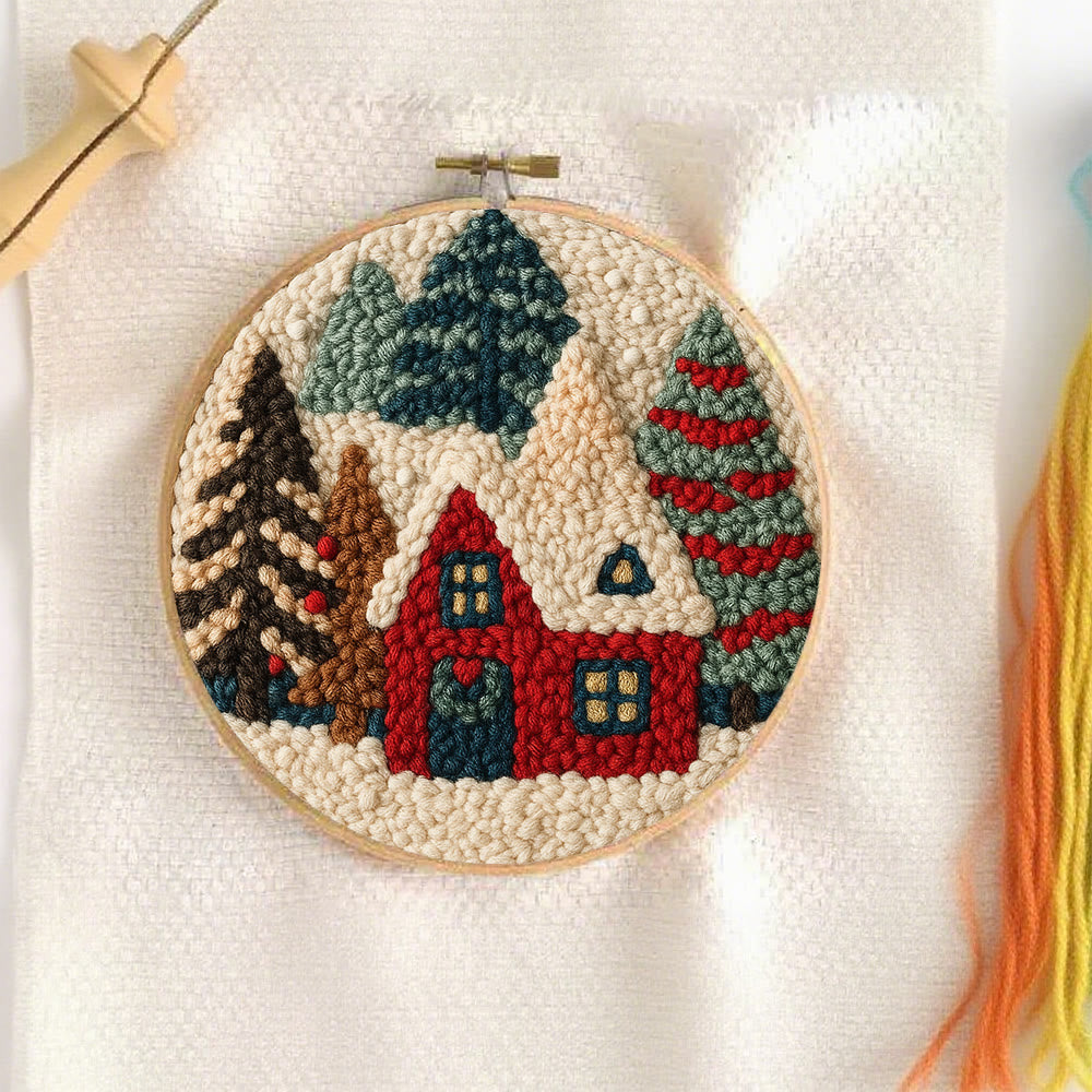 Cozy Winter Cottage Punch Needle Kit – Perfect Gift for Decor Enthusiasts | Charming Handmade Holiday Piece - image 1
