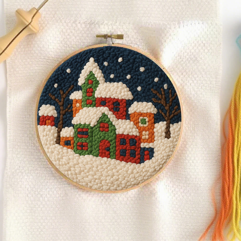 Winter Village Punch Needle Kit – Easy Beginner DIY Set | Winter Home Accent - image 5