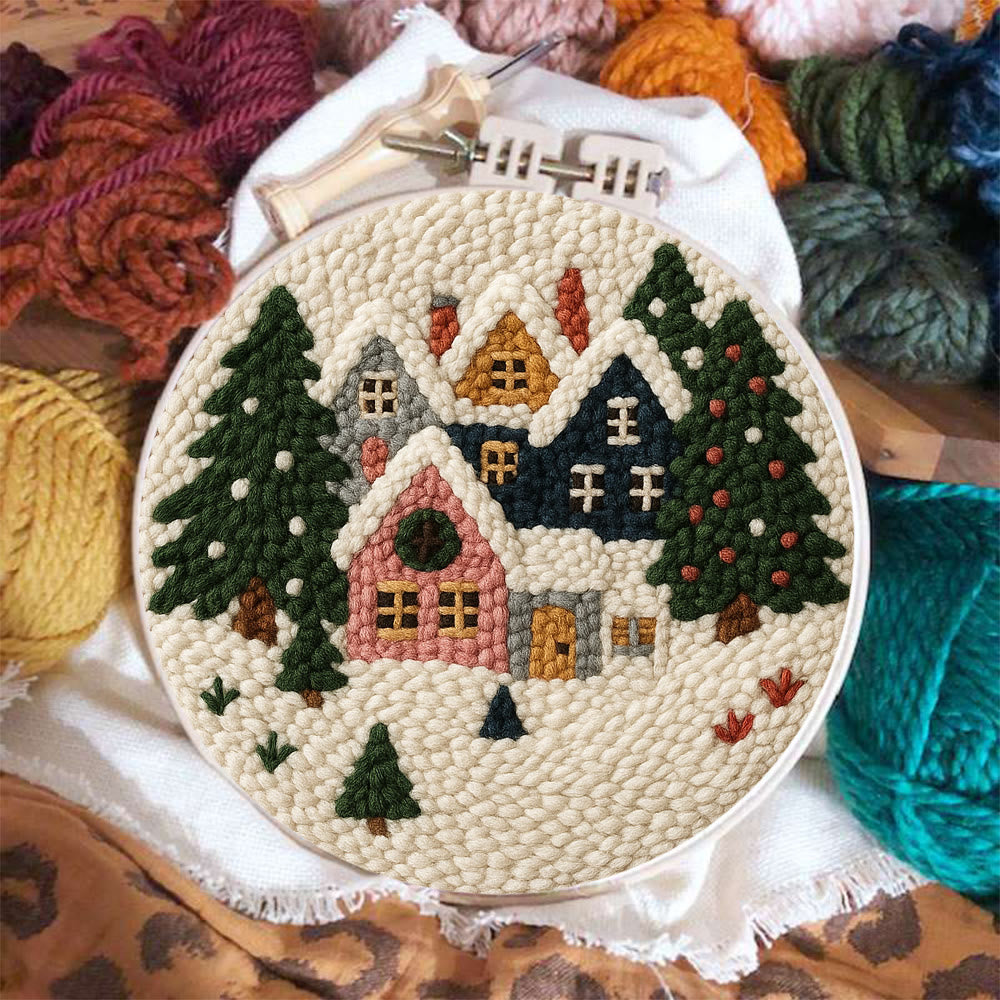 Snowy Village Punch Needle Kit – Simple DIY Project | Cozy Holiday Display - image 2