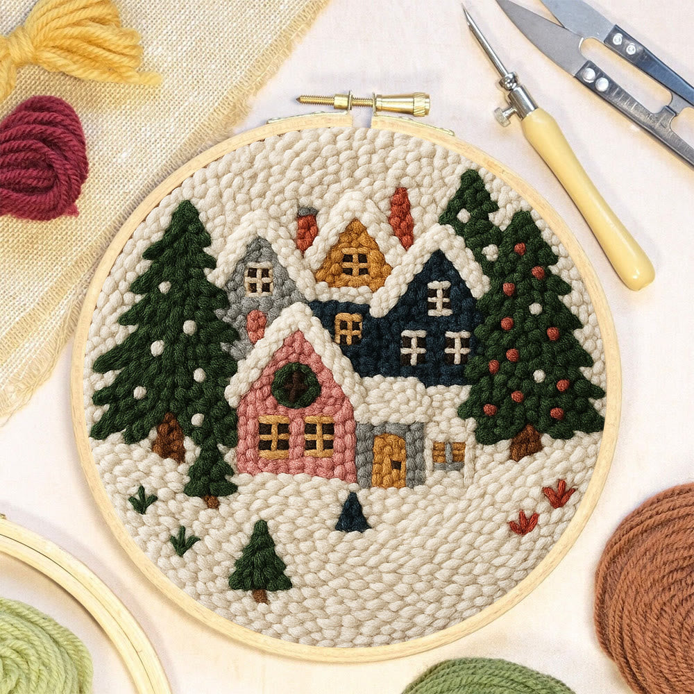 Snowy Village Punch Needle Kit – Simple DIY Project | Cozy Holiday Display - image 5