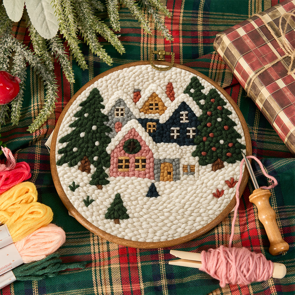 Snowy Village Punch Needle Kit – Simple DIY Project | Cozy Holiday Display - image 11