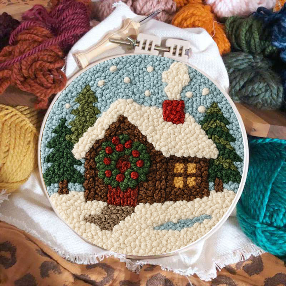 Winter Cabin Punch Needle Kit – Ideal Holiday Gift | Warm Handmade Winter Accent - image 2