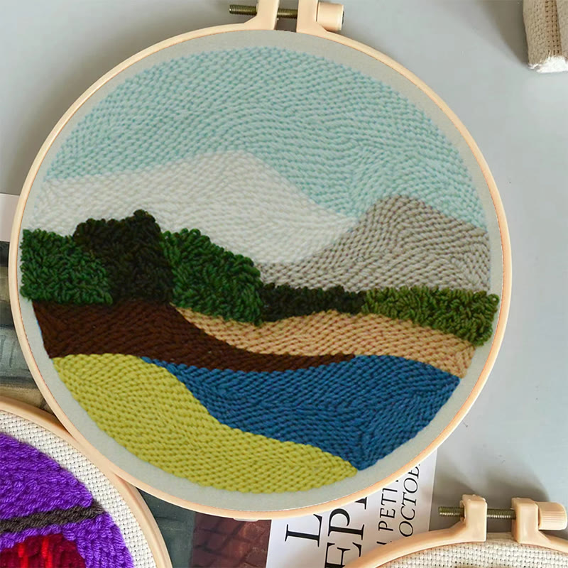 Serene Landscape Punch Needle Kit – Peaceful DIY Project | Relaxing Nature-Inspired Wall Art - image 3