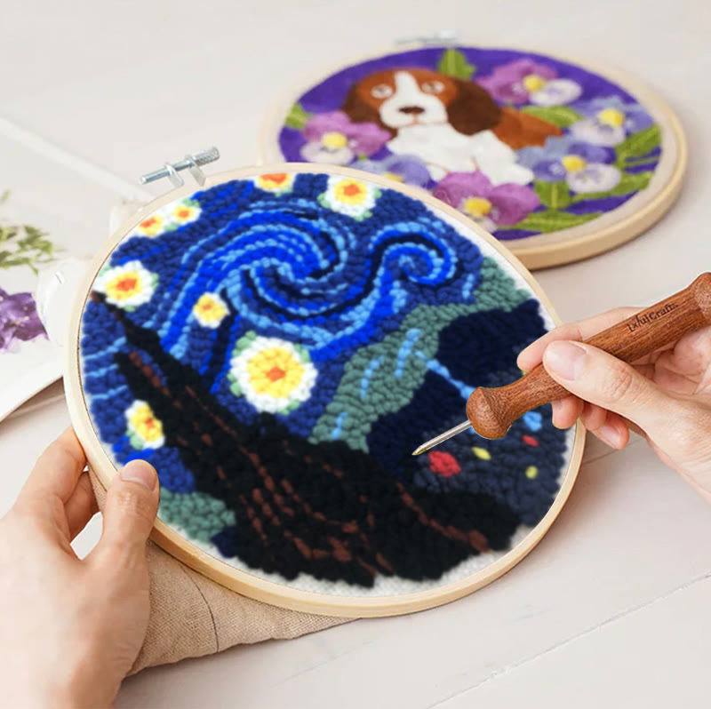 Starry Night Punch Needle Kit – Artistic DIY Design | Expressive Handmade Home Accent - image 3