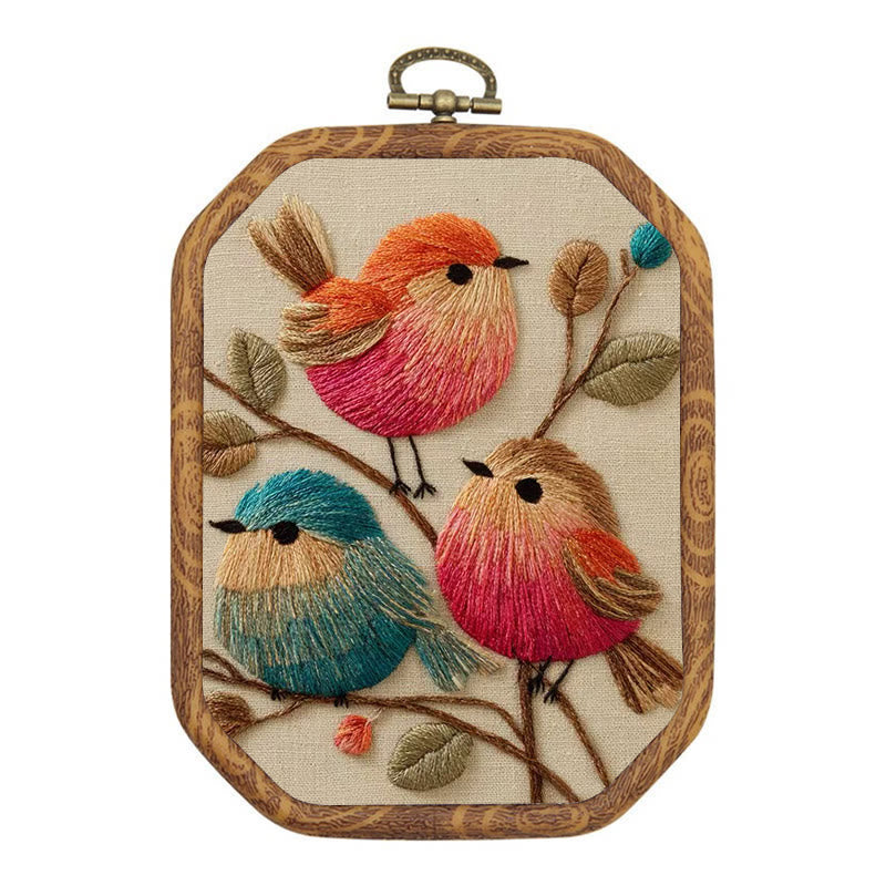 Rubbyoo Embroidery Kit - Vibrant Birds | Animal Hoop Art | Handmade Room Ornament - 20*15cm - image 0