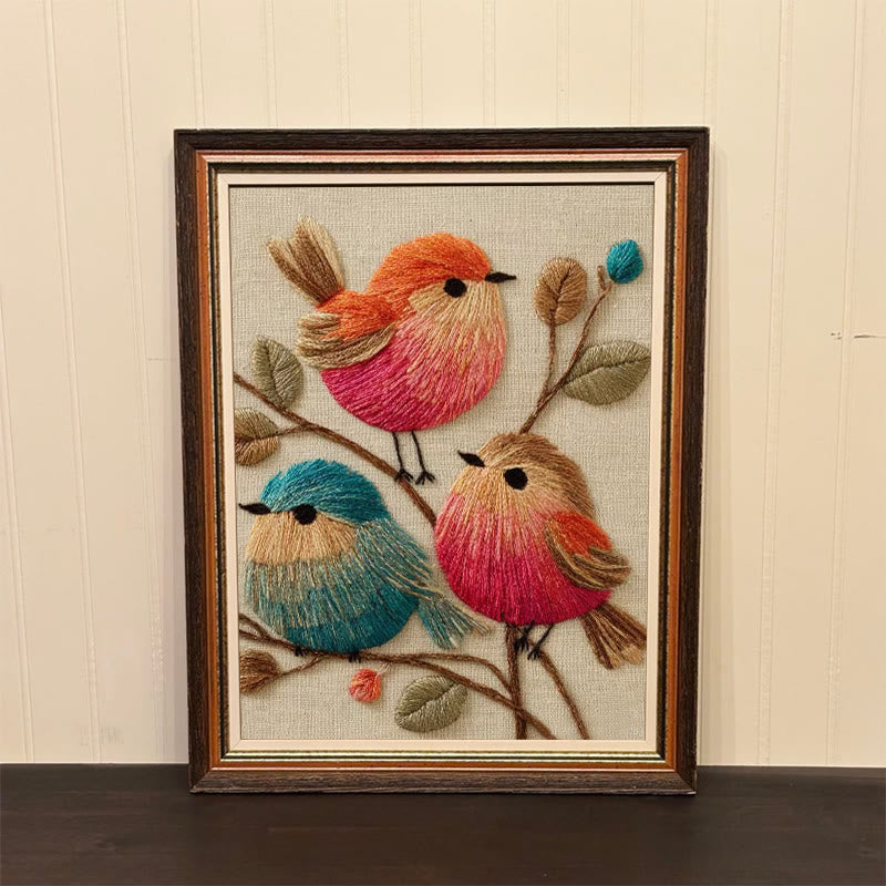 Rubbyoo Embroidery Kit - Vibrant Birds | Animal Hoop Art | Handmade Room Ornament - image 2