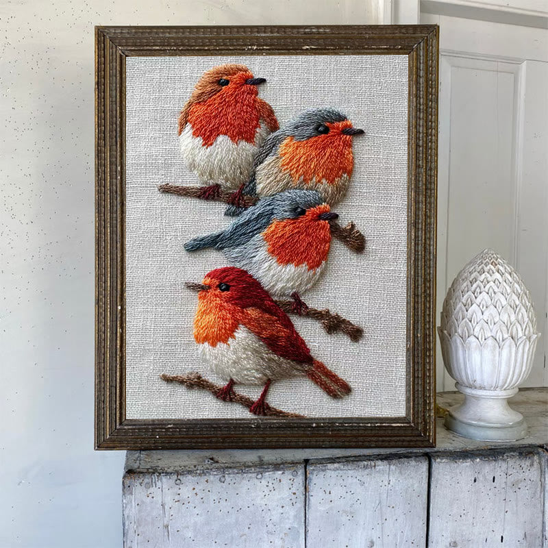 Rubbyoo Embroidery Kit - Robin Birds | Diy Animal Craft | Gifts For Bird Lovers - image 2