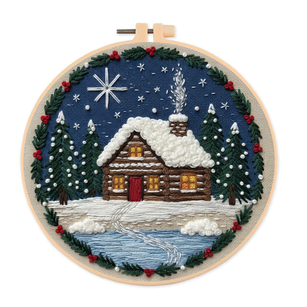 Rubbyoo Embroidery Kit - Christmas Snow Scene | Stitch Art For Beginner | Perfect Wall Hanging  - 20*20cm - image 0
