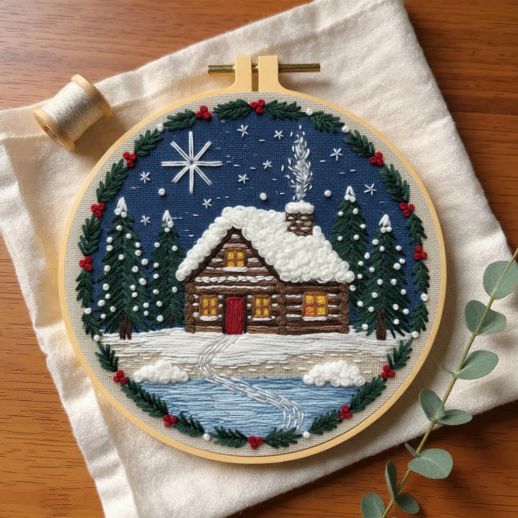 Rubbyoo Embroidery Kit - Christmas Snow Scene | Stitch Art For Beginner | Perfect Wall Hanging  - image 3