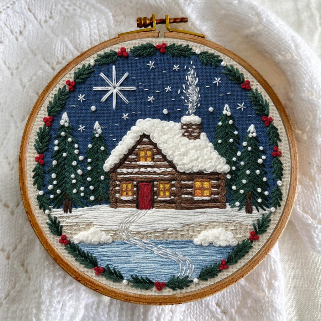 Rubbyoo Embroidery Kit - Christmas Snow Scene | Stitch Art For Beginner | Perfect Wall Hanging  - image 2