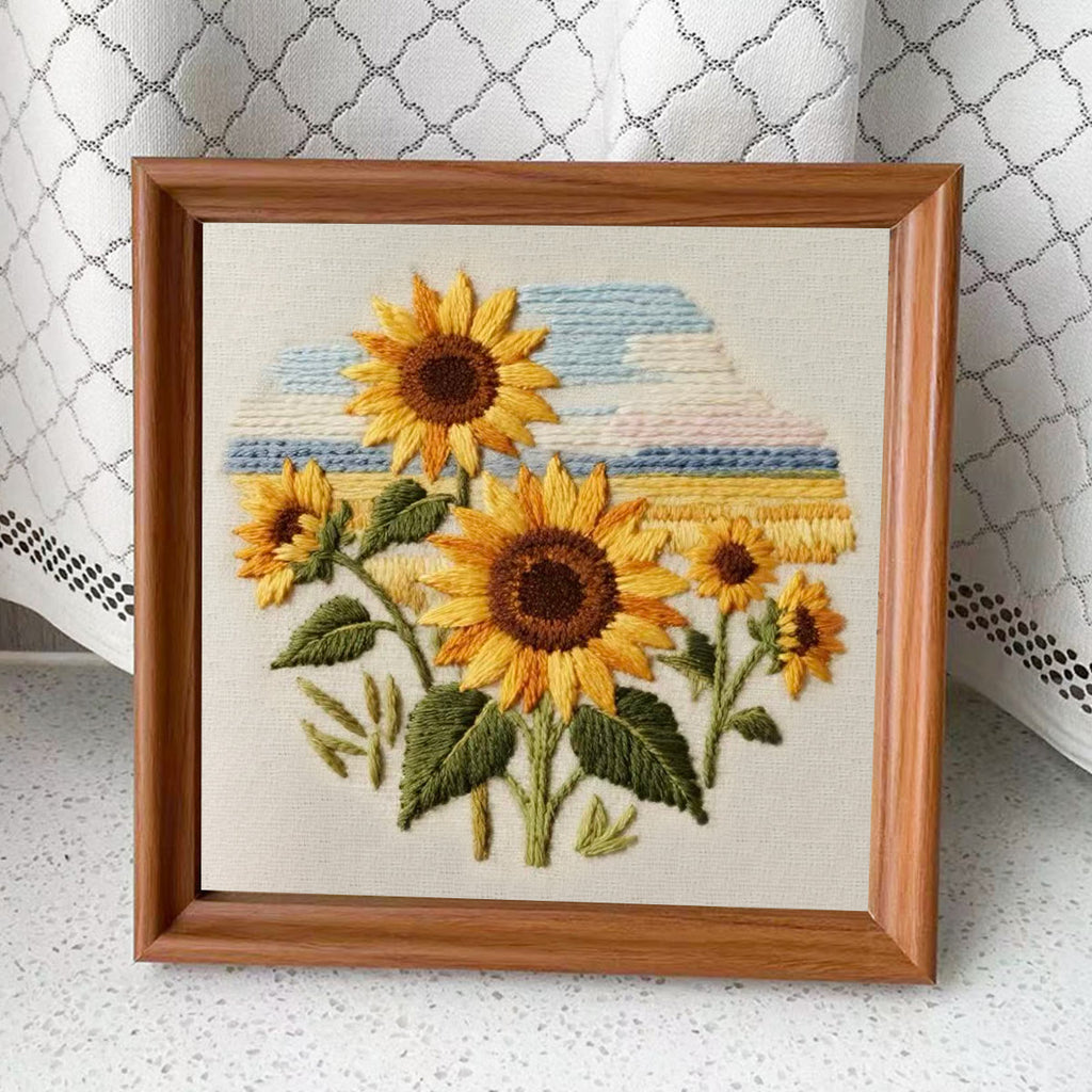 Rubbyoo Embroidery Kit - Seaside Sunflowers | Unique Desk Ornament | Perfect Birthday Gifts - Embroidery Kit Plus An Extra Frame - image 9