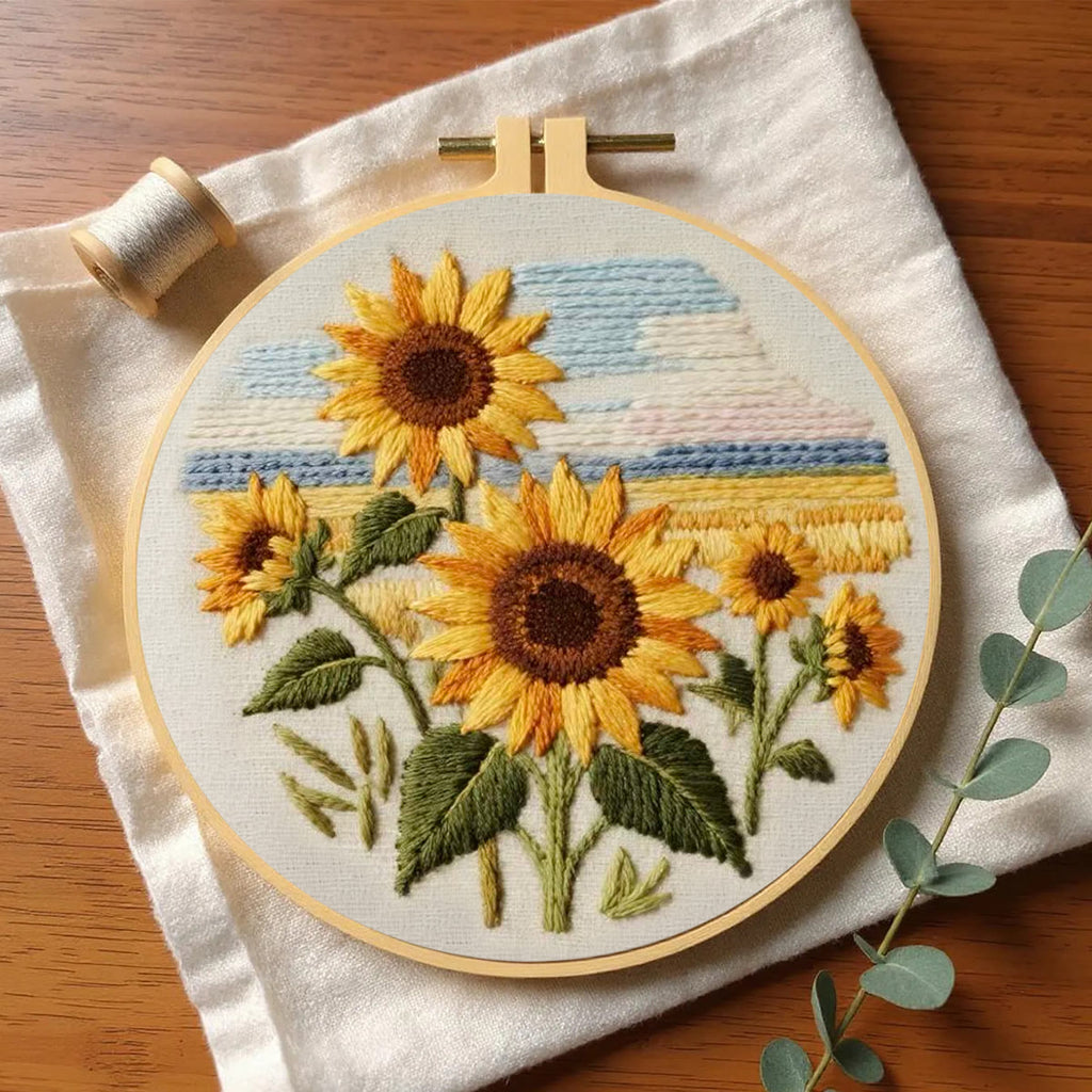 Rubbyoo Embroidery Kit - Seaside Sunflowers | Unique Desk Ornament | Perfect Birthday Gifts - image 4