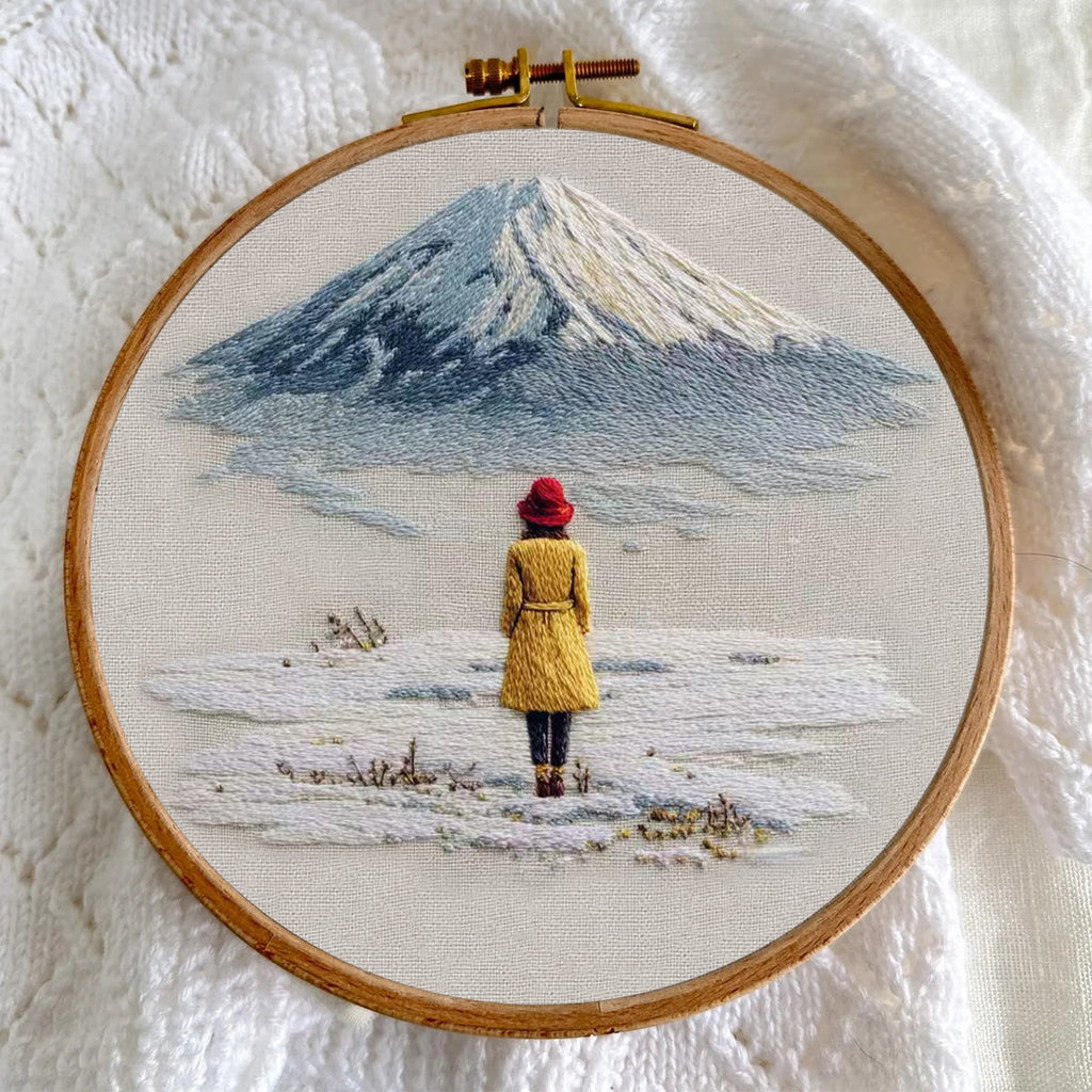 Rubbyoo Embroidery Kit - Snow Mountain | Diy Landscape Craft | Easy Stitch Hoop Art  - image 4