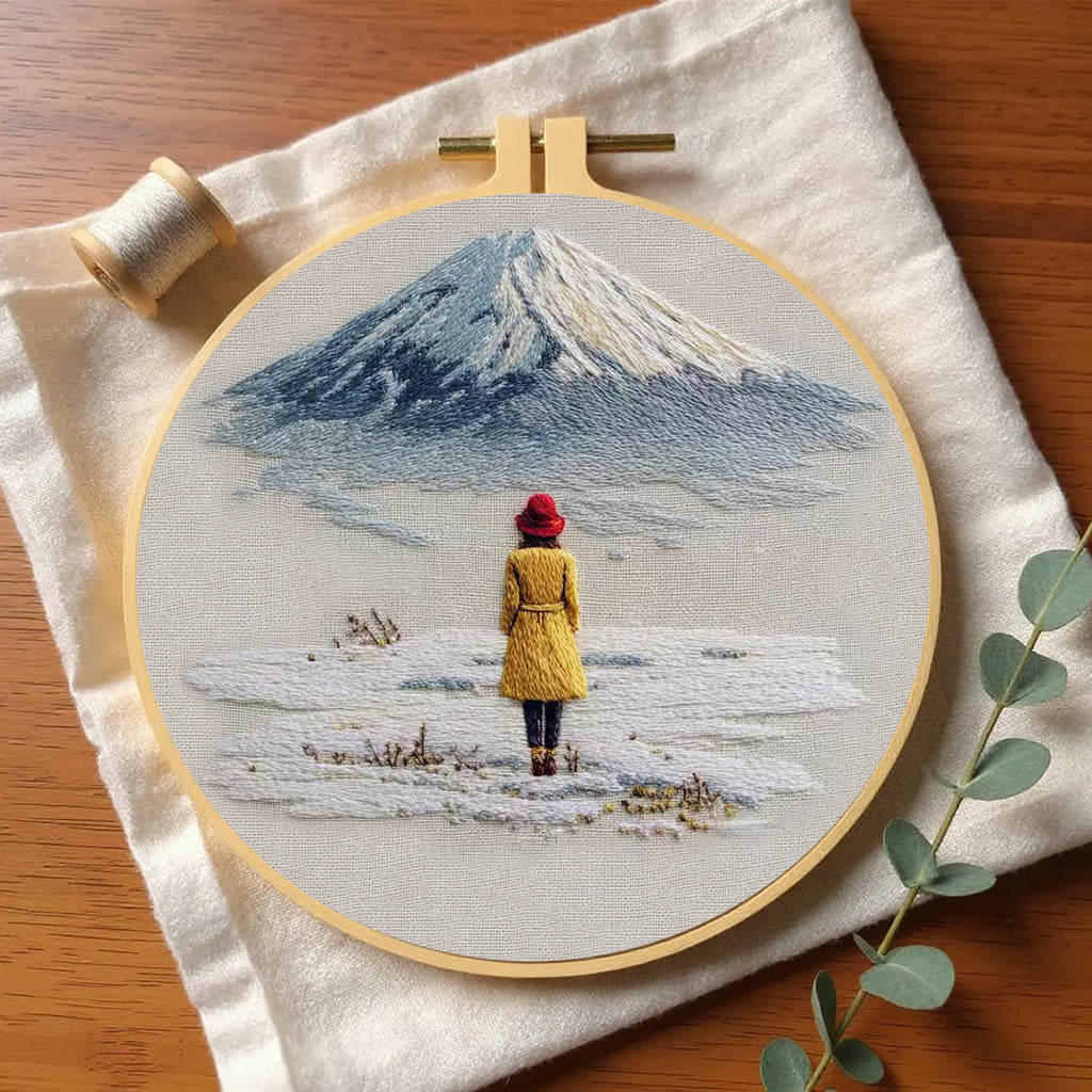 Rubbyoo Embroidery Kit - Snow Mountain | Diy Landscape Craft | Easy Stitch Hoop Art  - image 3