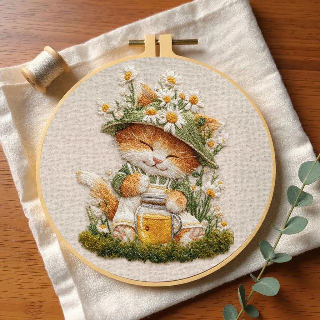 Rubbyoo Embroidery Kit - Floral Kitten | Lovely Animal Art | Gift For Home Decoration  - image 6