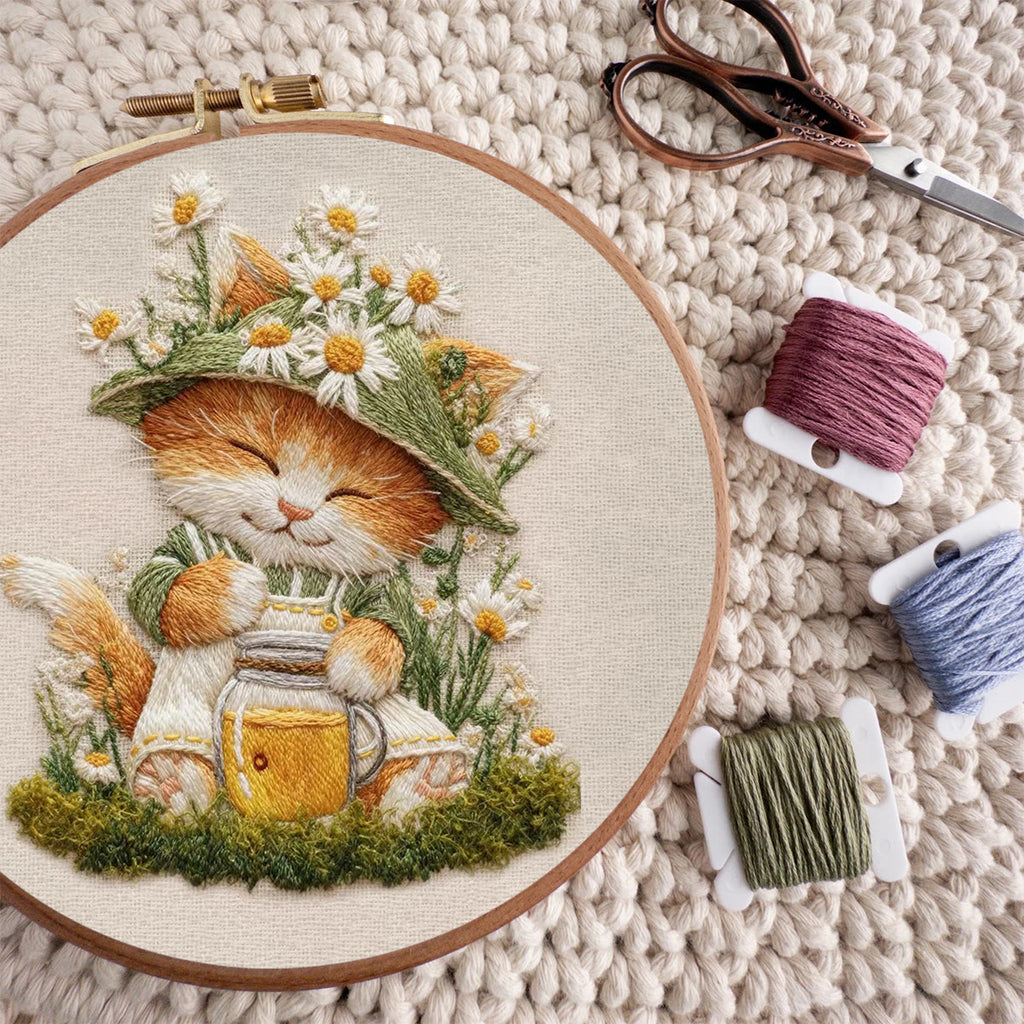 Rubbyoo Embroidery Kit - Floral Kitten | Lovely Animal Art | Gift For Home Decoration  - image 9