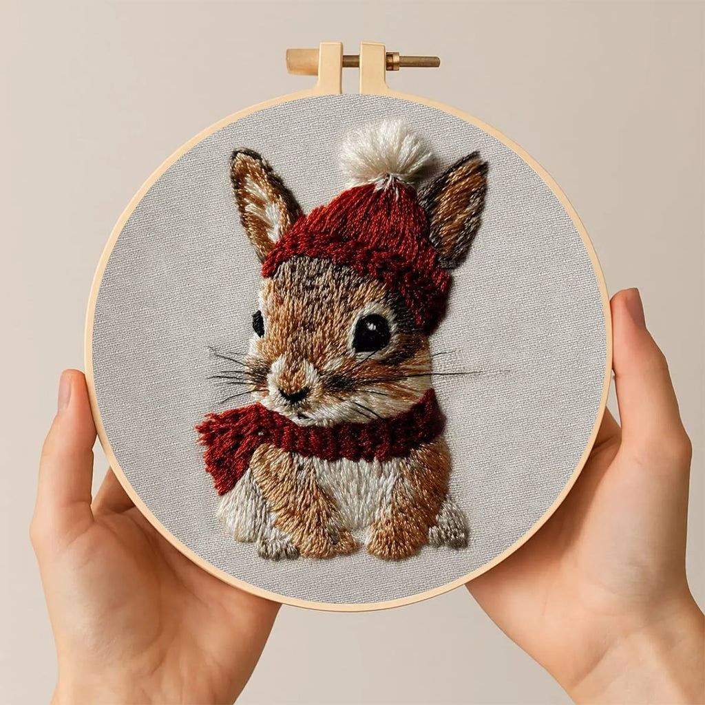 Rubbyoo Embroidery Kit - Christmas Bunny | Cute Animal Carft | Gift For Holiday Decor  - image 1