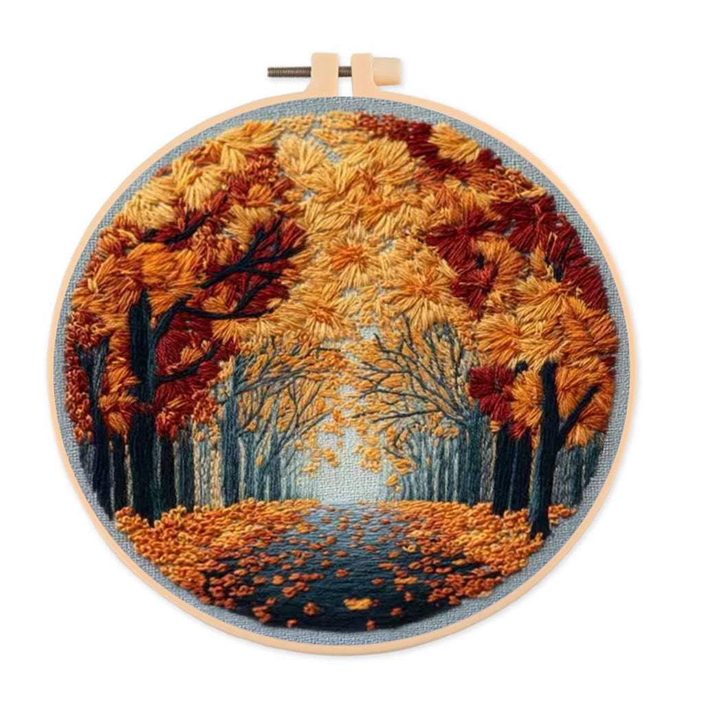Rubbyoo Embroidery Kit - Autumn Scenery | Diy Landscape Craft | Personalized Wall Decoration  - 20*20cm - image 0