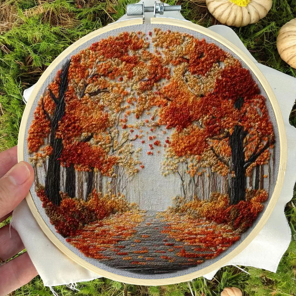 Rubbyoo Embroidery Kit - Fall Streets | Diy Hoop Art | Unique Landscape Needlecraft - image 6