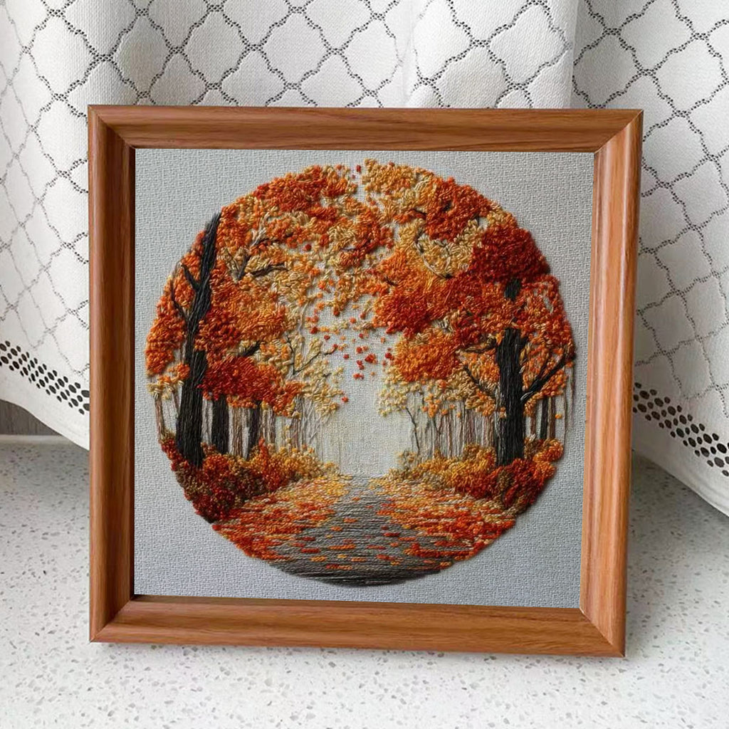 Rubbyoo Embroidery Kit - Fall Streets | Diy Hoop Art | Unique Landscape Needlecraft - Embroidery Kit Plus An Extra Frame - image 10