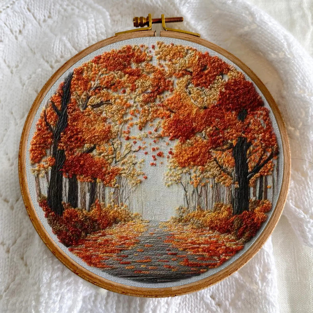 Rubbyoo Embroidery Kit - Fall Streets | Diy Hoop Art | Unique Landscape Needlecraft - image 4