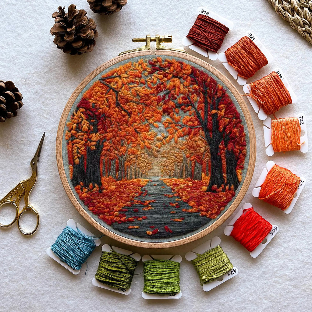 Rubbyoo Embroidery Kit - Autumn View | Nature Needle Art | Handmade Desk Decor - image 10