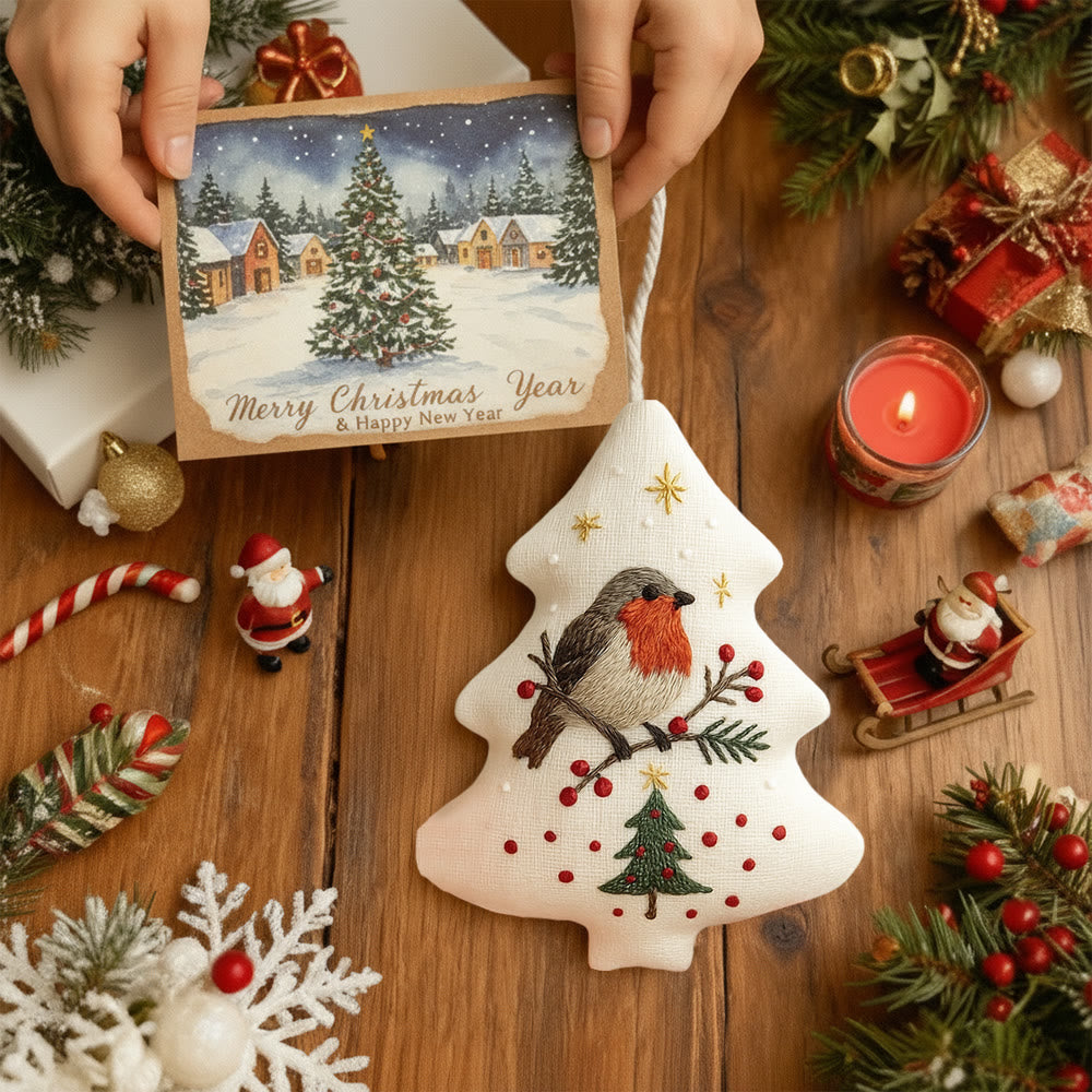 Rubbyoo Tree-shaped Embroidery Kit - Robin Bird | Winter Craft Project | Festive Christmas Ornament - image 7