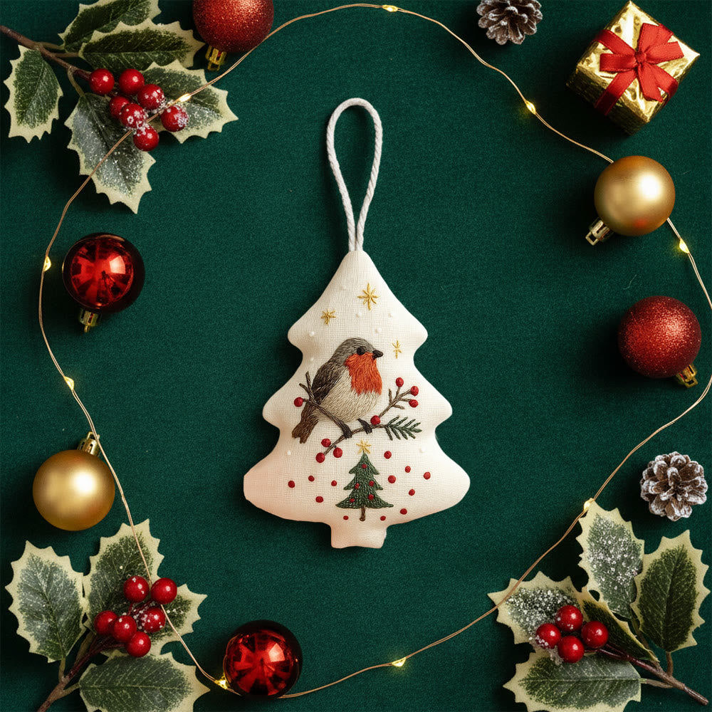 Rubbyoo Tree-shaped Embroidery Kit - Robin Bird | Winter Craft Project | Festive Christmas Ornament - image 8