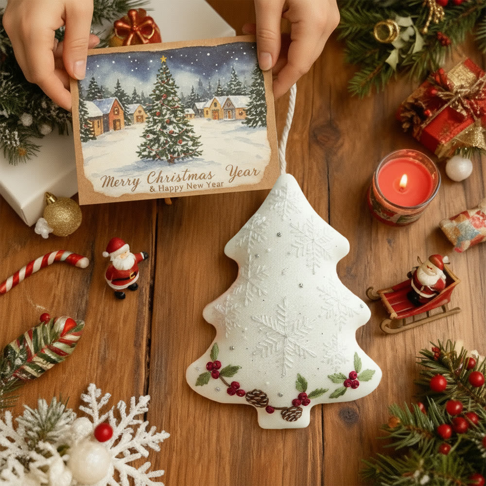 Rubbyoo Tree-shaped Embroidery Kit - Snowflake Design | Elegant Christmas Diy Project | Beautiful Holiday Accent - image 6