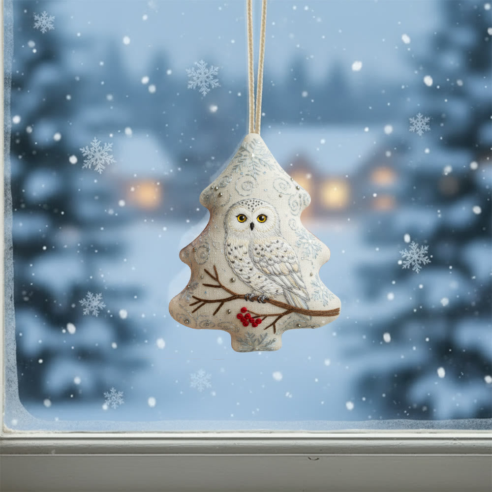 Rubbyoo Tree-shaped Embroidery Kit - Snowy Owl | Realistic Embroidery Christmas Ornament | Custom Handmade Gift - image 1