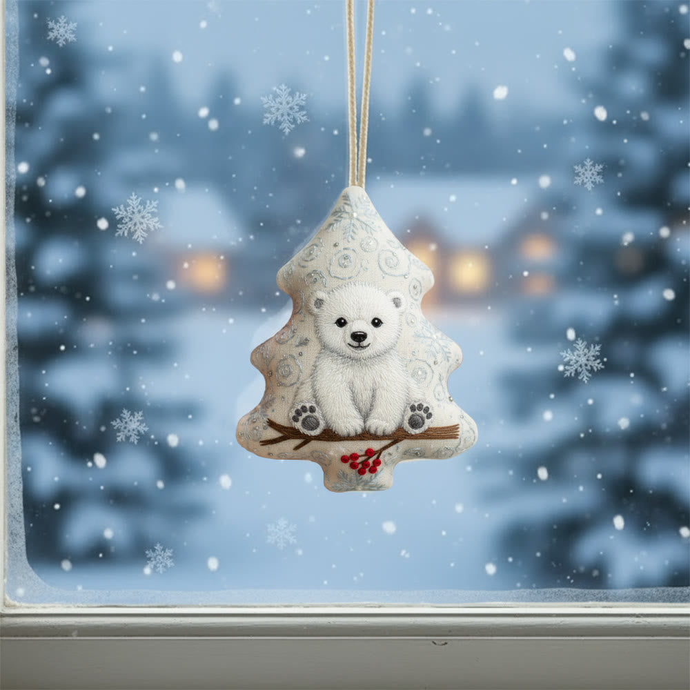 Rubbyoo Tree-shaped Embroidery Kit - Polar Bear | Cute Handmade Gift | Perfect Present - image 1