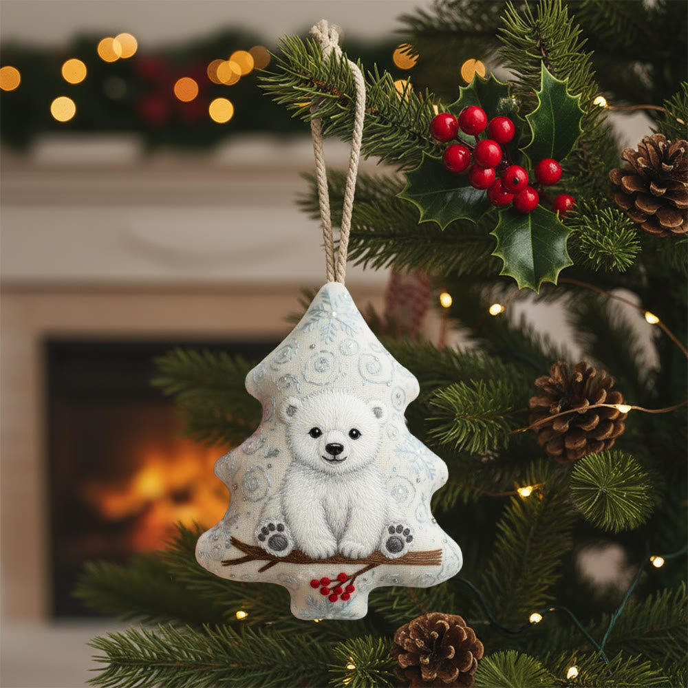 Rubbyoo Tree-shaped Embroidery Kit - Polar Bear | Cute Handmade Gift | Perfect Present - 6 inches hoop kit - image 0