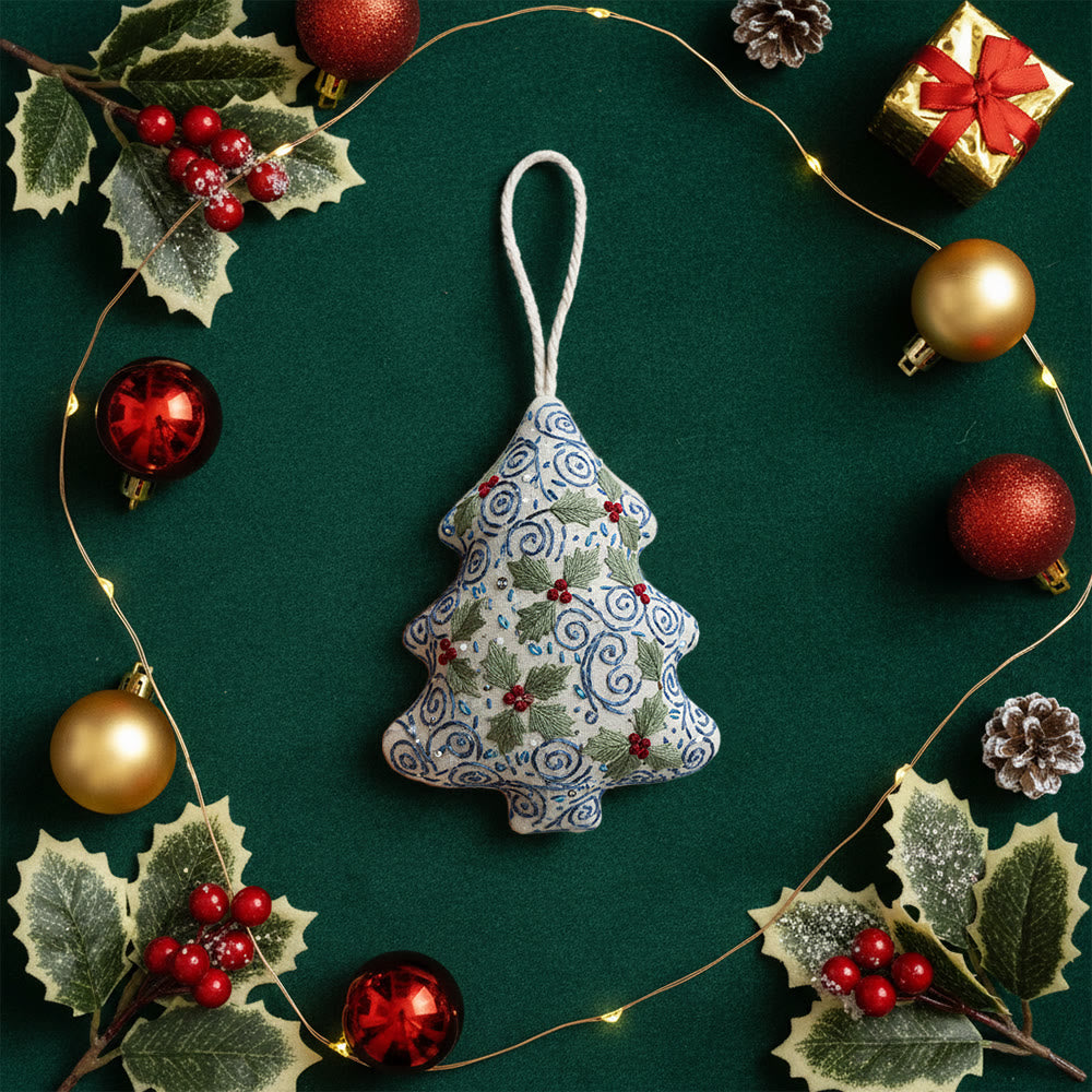 Rubbyoo Tree-shaped Embroidery Kit - Swirling Holly | Easy Diy Craft For Beginners | Exquisite Hanging Embroidery - image 5