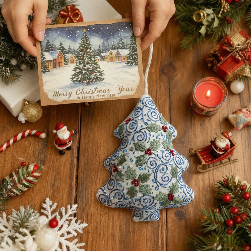 Rubbyoo Tree-shaped Embroidery Kit - Swirling Holly | Easy Diy Craft For Beginners | Exquisite Hanging Embroidery - image 6