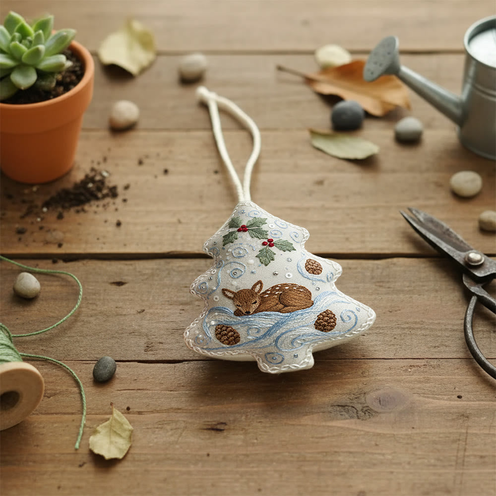 Rubbyoo Tree-shaped Embroidery Kit - Deer Pinecone Motif | Cozy Hanging Decoration | Top Gifting DIY Craft - image 5