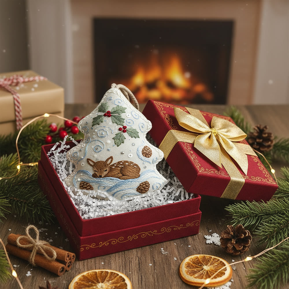 Rubbyoo Tree-shaped Embroidery Kit - Deer Pinecone Motif | Cozy Hanging Decoration | Top Gifting DIY Craft - image 6