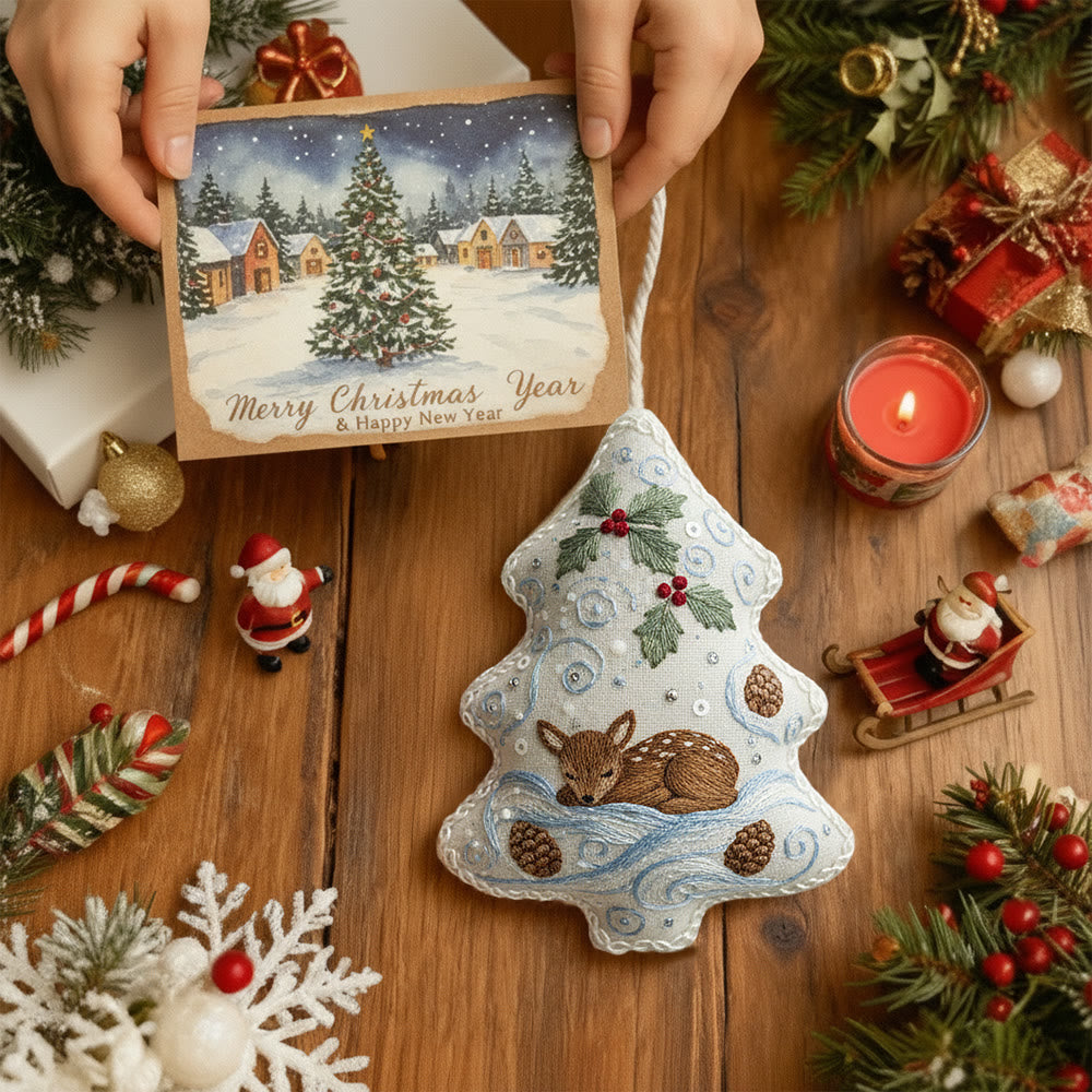 Rubbyoo Tree-shaped Embroidery Kit - Deer Pinecone Motif | Cozy Hanging Decoration | Top Gifting DIY Craft - image 8