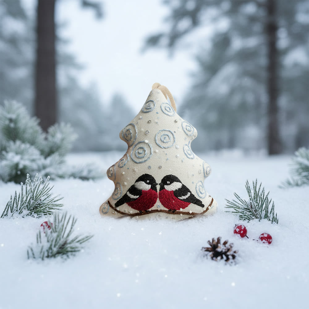 Rubbyoo Tree-shaped Embroidery Kit -  Twin Birds With Swirl Detail | Approachable Embroidery Assortment | Festive Tree Accent - image 3