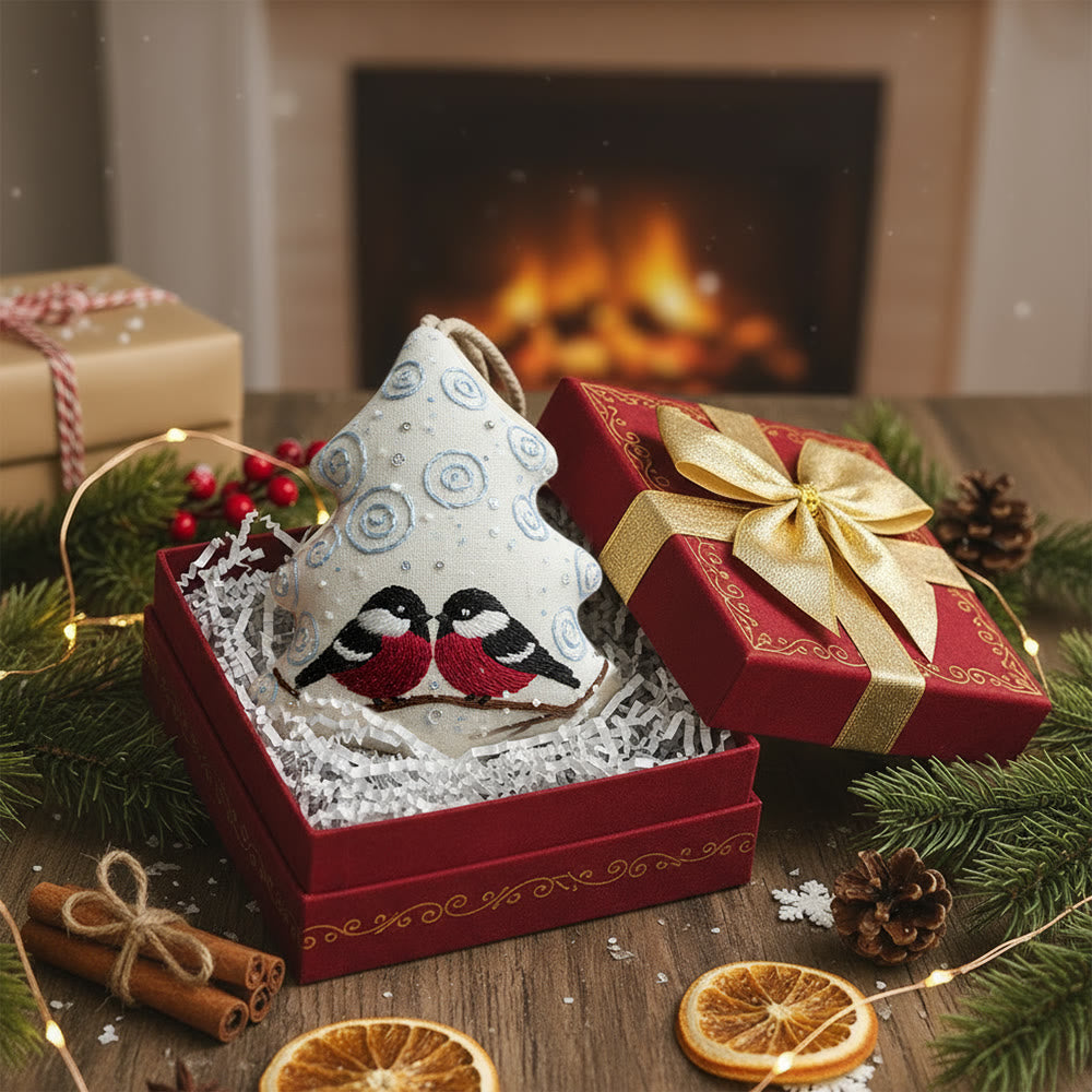 Rubbyoo Tree-shaped Embroidery Kit -  Twin Birds With Swirl Detail | Approachable Embroidery Assortment | Festive Tree Accent - image 7