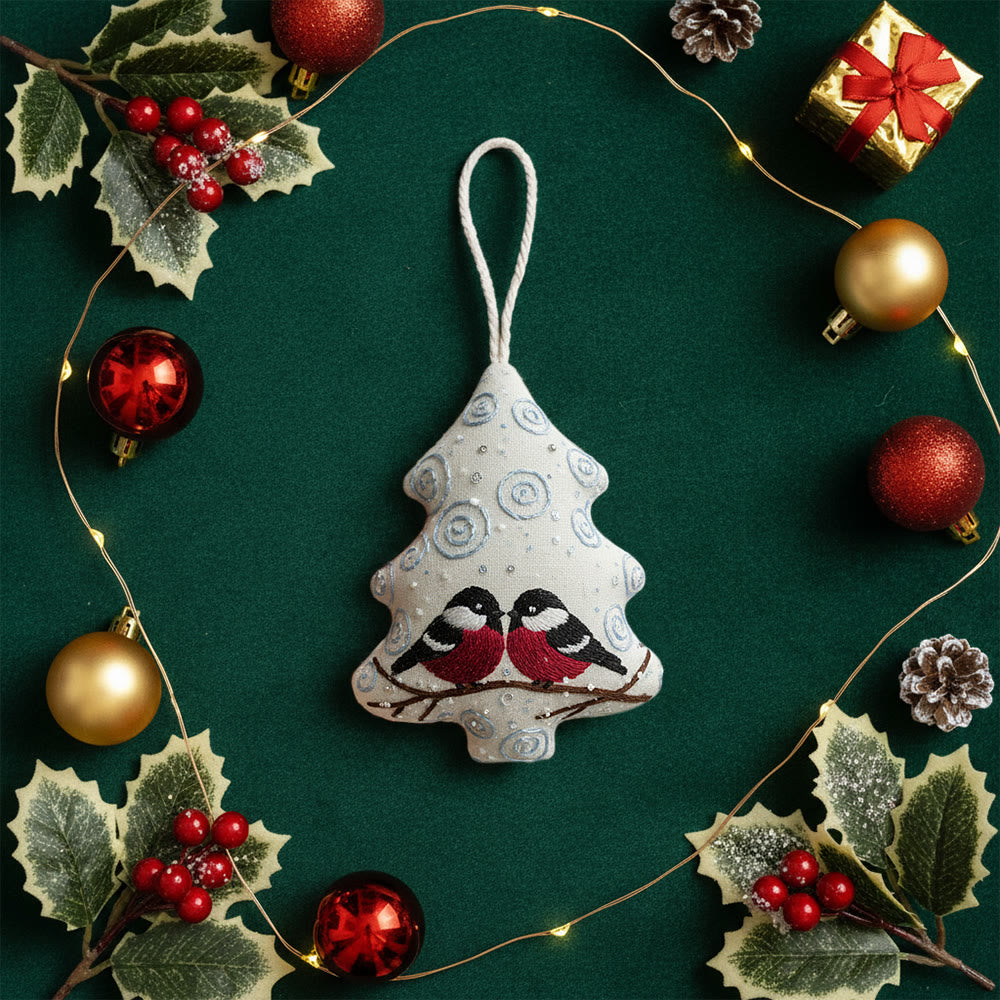 Rubbyoo Tree-shaped Embroidery Kit -  Twin Birds With Swirl Detail | Approachable Embroidery Assortment | Festive Tree Accent - image 9