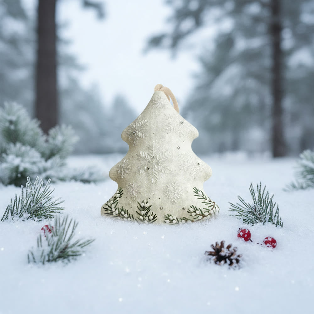 Rubbyoo Tree-shaped Embroidery Kit - Snowflake-Pine Sprig | Delicate Textured Needlework | Winter Tree Embellishment - image 9