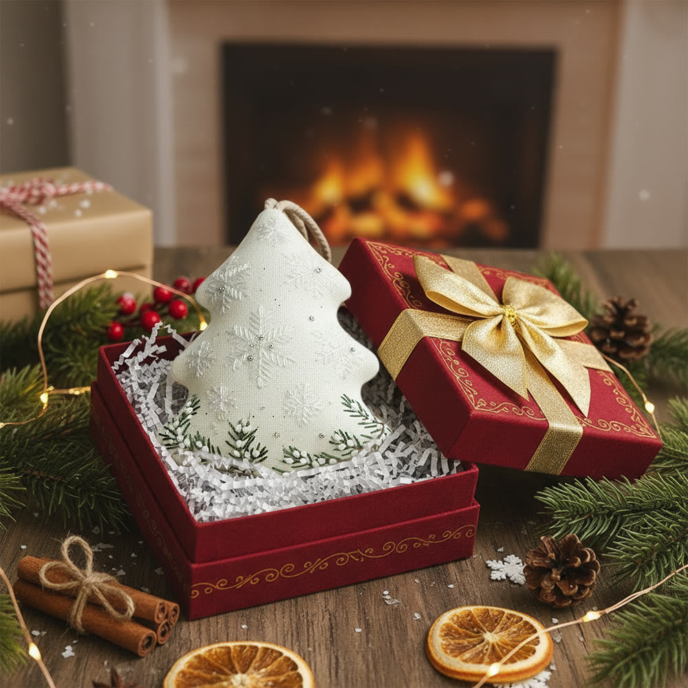 Rubbyoo Tree-shaped Embroidery Kit - Snowflake-Pine Sprig | Delicate Textured Needlework | Winter Tree Embellishment - image 6