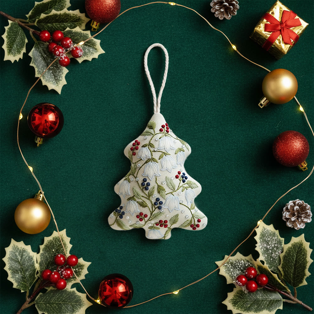 Rubbyoo Tree-shaped Embroidery Kit - Lily of the Valley-Berry | Fine Intricate Stitching | Elegant Holiday Dangle - image 8