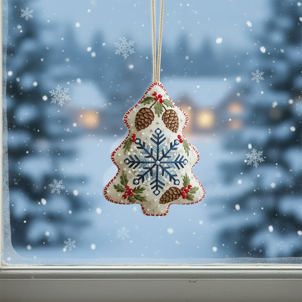 Rubbyoo Tree-shaped Embroidery Kit - Snowflake-pinecone | Exquisite Decor | Top Holiday Gifting Pick - image 1