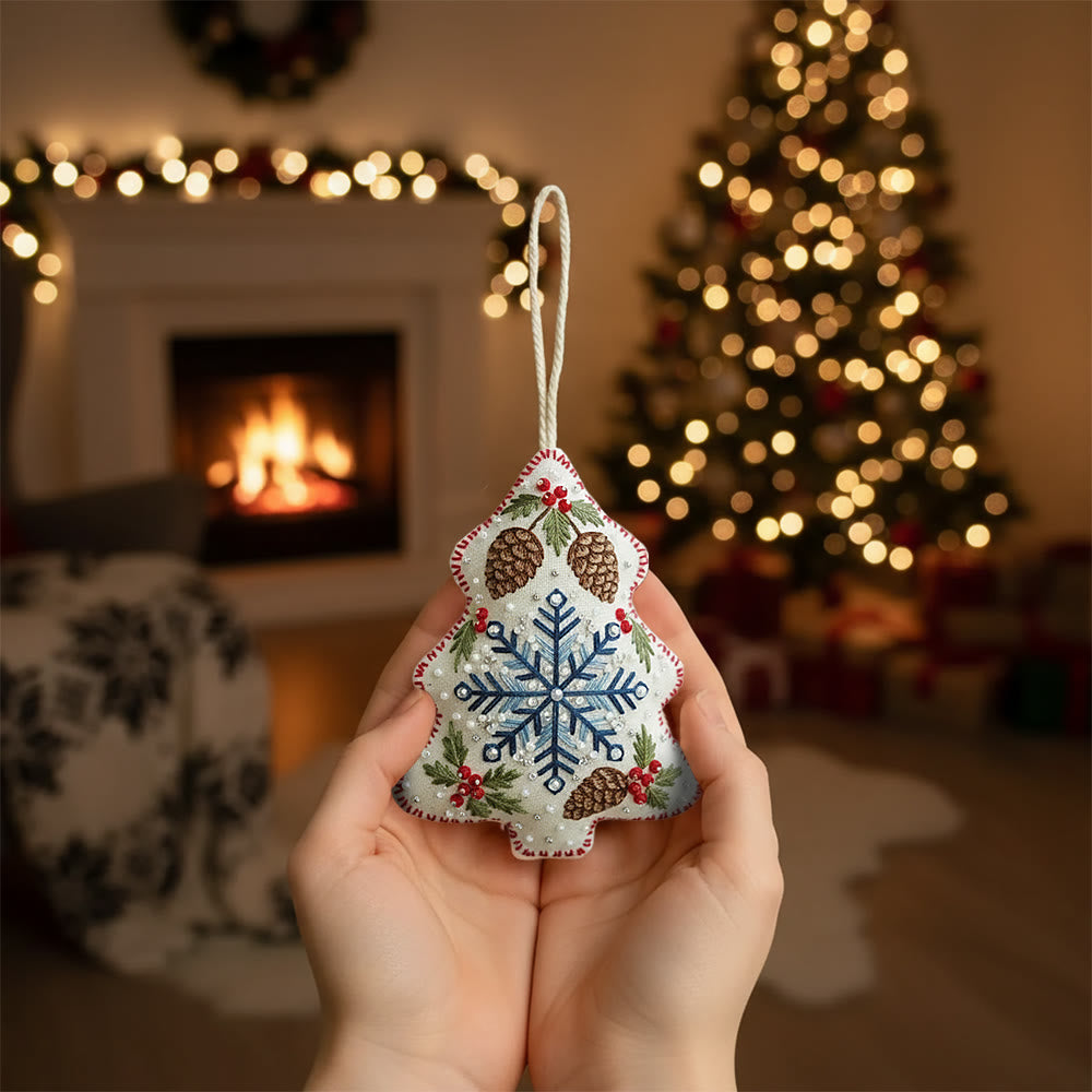 Rubbyoo Tree-shaped Embroidery Kit - Snowflake-pinecone | Exquisite Decor | Top Holiday Gifting Pick - image 3