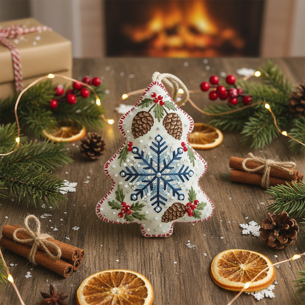 Rubbyoo Tree-shaped Embroidery Kit - Snowflake-pinecone | Exquisite Decor | Top Holiday Gifting Pick - image 7