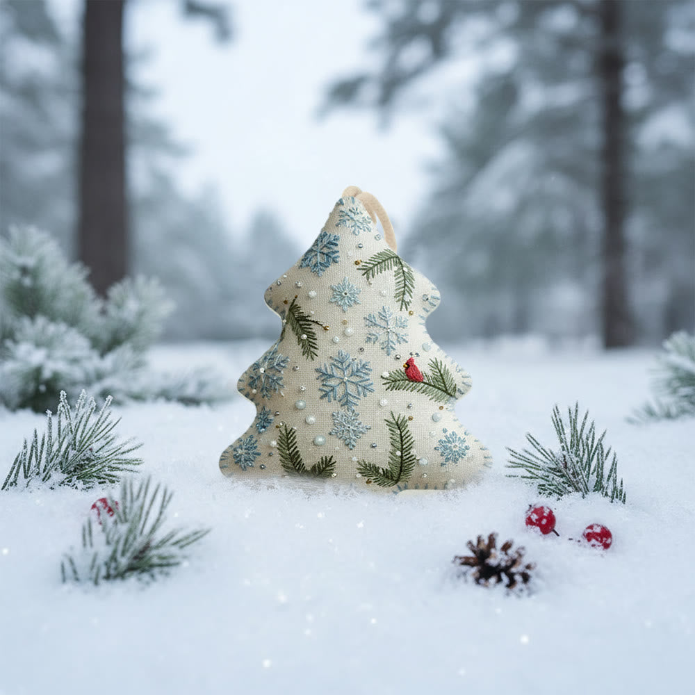 Rubbyoo Tree-shaped Embroidery Kit - Blue Snowflake-Cardinal | Easy Beginner DIY Stitchwork | Approachable Holiday Craft - image 9