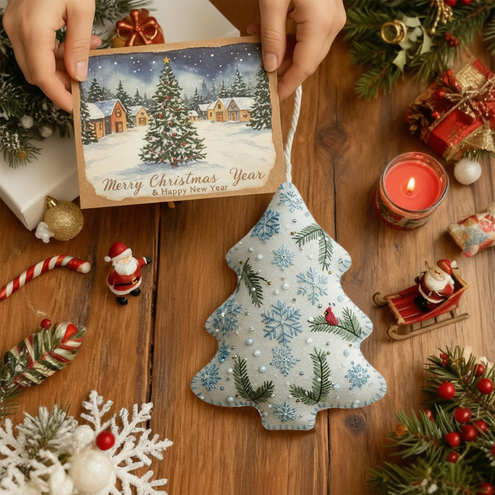 Rubbyoo Tree-shaped Embroidery Kit - Blue Snowflake-Cardinal | Easy Beginner DIY Stitchwork | Approachable Holiday Craft - image 7