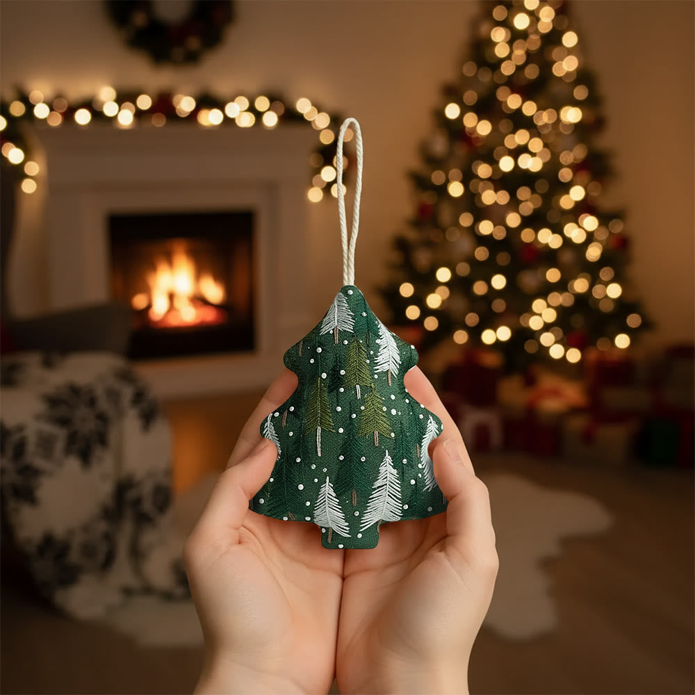 Rubbyoo Tree-shaped Embroidery Kit - Green Pine Snowfall Design | Fresh Winter Pine Needlework | Christmas Charm - image 2