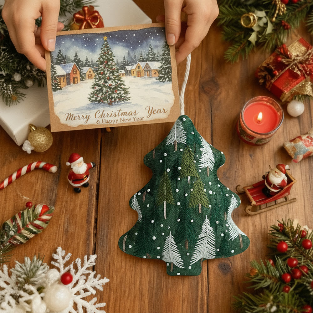 Rubbyoo Tree-shaped Embroidery Kit - Green Pine Snowfall Design | Fresh Winter Pine Needlework | Christmas Charm - image 7